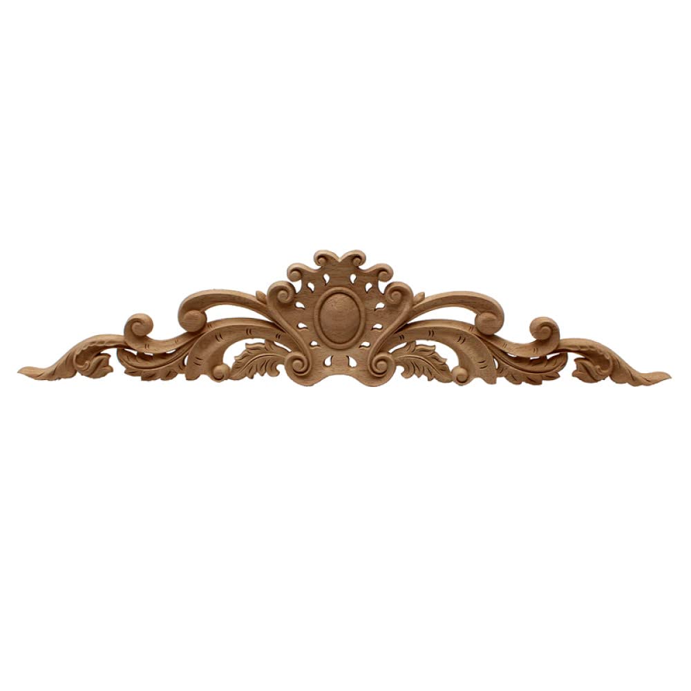 Sculpture décalque en bois de style vintage floral pour fronton d'armoire et grand miroir