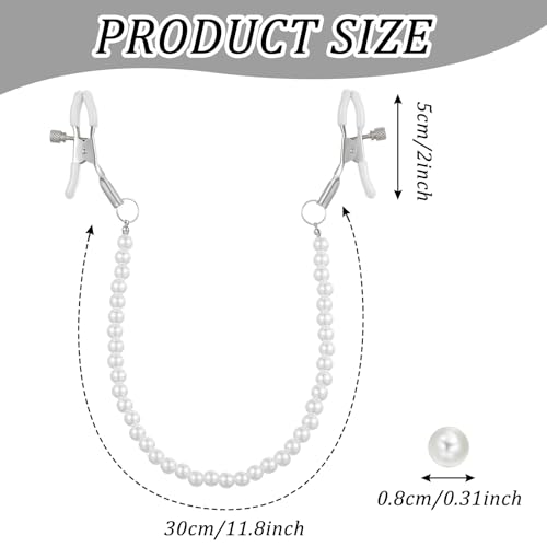 Pearl Nipple Clamp Stainless Steel Adjustable Nipple Clips Non Piercing Nipple Jewelry, Body Chain for Women Body Jewelry with Chain Necklace Fake Nipple Piercing Rave Accessories2