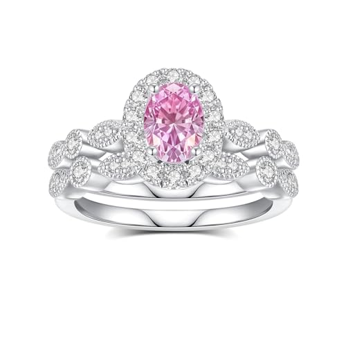 Image of Moissanite Wedding Ring Set for Women 925 Sterling Silver with 18K White Gold Plated D Color VVS1 Clarity Travel Moissanite Engagement Rings Promise Rings with Certificate