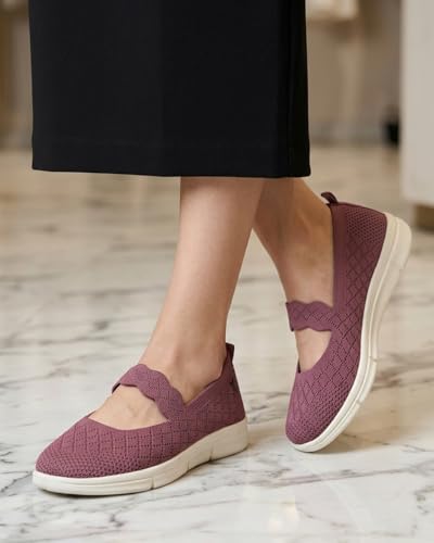 Image of Carlton London Women Mesh Flyknit Slip-On Lightweight Shoes