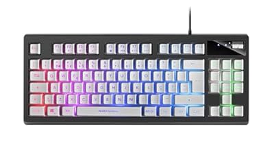 Mars Gaming MKAXWPT Teclado Compacto TKL H-Mech  Iluminación RGB 9 Efectos  Reposamuñecas Gel  Blanco  Idioma Portugués