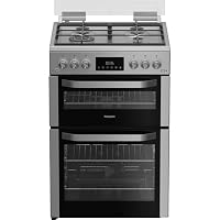 Hotpoint HDG6GDCWX 60cm wide Double Oven Gas Cooker - Stainless Steel
