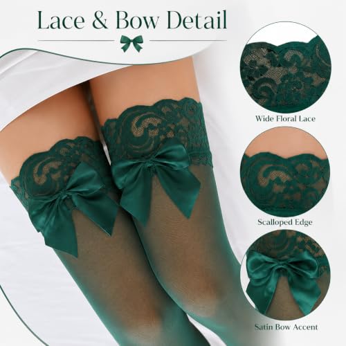 Image of Pink Thigh High Stockings with Satin Bow Pink Over Knee High Socks with Bow for Women Halloween Cosplay Costumes