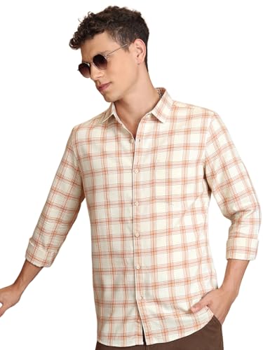 Image of Highlander Men's Slim Fit Checks Shirt | Full Sleeves | Spread Collar | Casual Shirts for Men