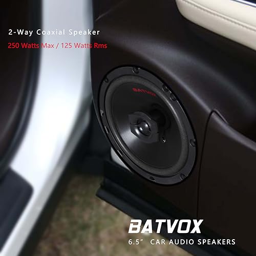 BATVOX CS651 250 Watts 6.5 Inch 2 Ways 4 Ohm Impedance and Piezo Tweeter for Premium Car Audio Coaxial Car Speakers, Car Stereo Sound System with Removable Grill (2 Speakers) by BATVOX - Image 8