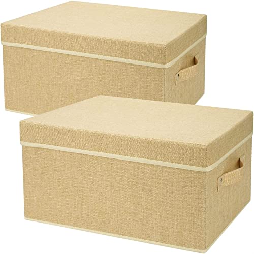 Seifco Storage Bins With Lids - Decorative Box Storage Bins (13.5In/13In/7.3In, Beige - 2 Pack) #TOP16