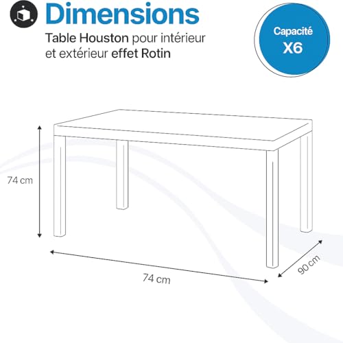 Table de jardin rectangulaire Tomaino design aspect bois noir haute résistance