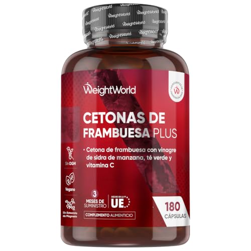 Cetonas de Frambuesa Plus 4280mg, 180 Cápsulas Veganas, 3 Meses de Suministro - Con Vinagre de Sidra de Manzana, Té Verde, Baya de Acai en Polvo, Pectina de Manzana, Vitamina C y Más