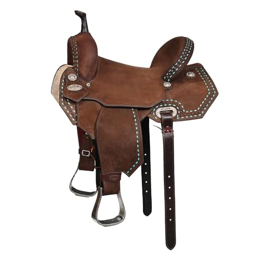 HILASON 16 in Western Horse Flex Tree Saddle American Leather Trail Barrel