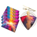 Yibeas Color Explosion Series Cloth Napkins Dinner Table Napkins Imagination, Creativity and Art Washable Reusable Napkins Set of 4 Home Holiday Party Wedding 18 x 18 inch