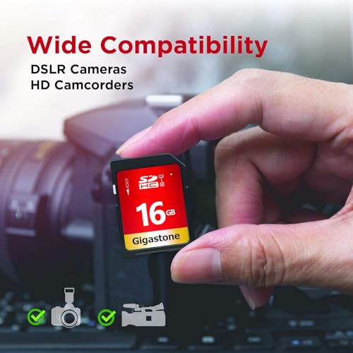 Image of GIGASTONE 16GB SD Card 50-Pack UHS-I U1 Class 10 SDHC Memory Card High Speed up to 80MB /s Full HD Video Compatible with Digital Camera, SPYPOINT TACTACAM WOSPORTS Trail Camera, with 50 Mini Cases