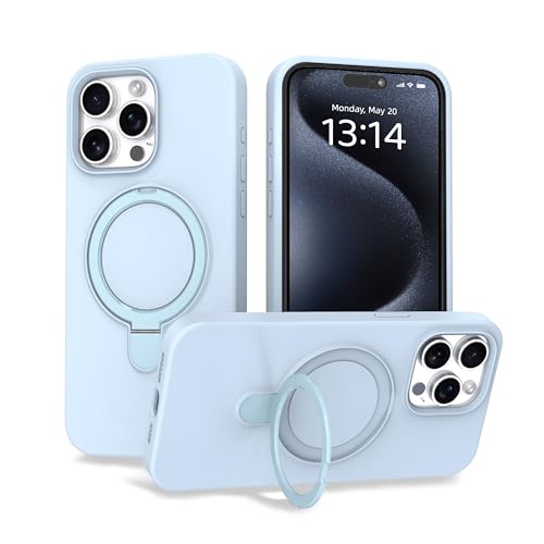 IAIYOXI Case for iPhone 15 Case with Magnetic Invisible Stand - MagSafe Compatible, Military Drop Tested, Shockproof Silicone Cover for Women and Men (6.1", 2023) - iPhone 15, Blue by IAIYOXI - Used condition - US$5.40