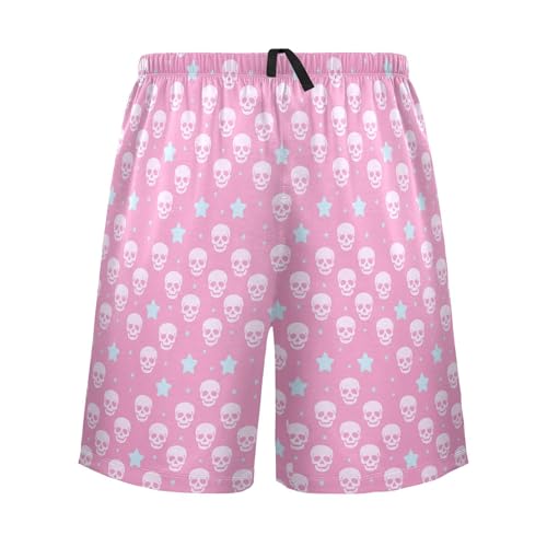 Men's Pajama Shorts Skull Star Pink Athletic Pajama Sleep Bottoms with Pockets 2303573