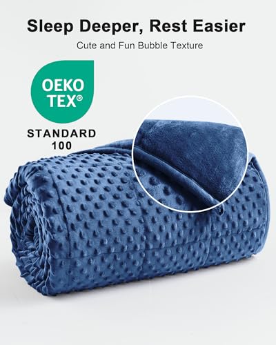 Image of Weighted Blanket for Adults Twin Size 15 lbs, Soft Cooling Minky Dot Heavy Breathable Blanket for All-Season, Washable Weighted Throw with Glass Beads, 60 x 80 Inches, Navy Blue