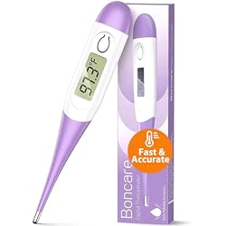 Boncare 10 Seconds Oral Thermometer for Adults and Kids - Accurate & Safe Rectal Thermometer for Baby with Fever Alarm, Digital Thermometer (Purple)