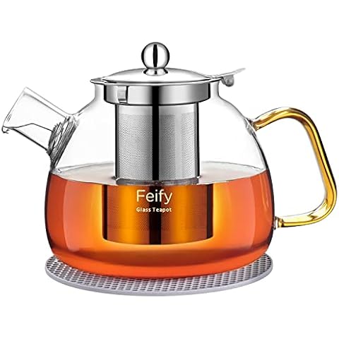 Tetera de vidrio gruesa de 40 oz/1200 ml Feify Cover