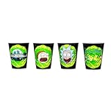 Silver Buffalo Rick and Morty 1.5-Ounce Plastic Mini Shot Glass Cups | Set of 4