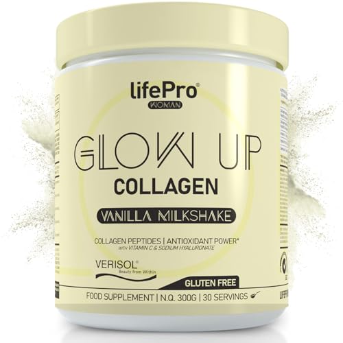 Colageno Hidrolizado Puro Verisol en Polvo con Vitamina C, Ácido Hialurónico y Zinc - 300g (30 Dosis) - Colágeno en Polvo Sin Azúcar Sabor Vainilla - Belleza desde Dentro para Piel, Cabello y Uñas