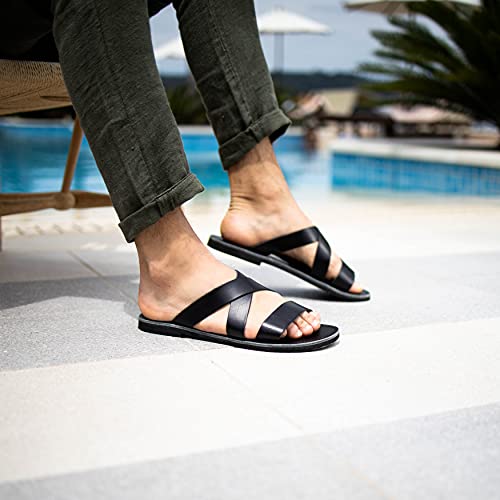 Emmanuela Ancient Greek Style Leather Sandals for Men, Quality Handmade Open Toe Men's Sandals, Slide on Summer Shoes, Slider Strappy Mules2