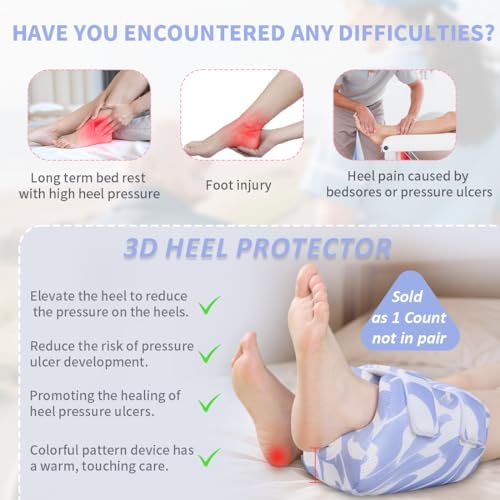Image of 3D Heel Protector to Elevation Foot for Pressure Sores-1PC | Ankle Pillow Cushion for Bed Sores or Heel Pain Relief,Suitable for Elderly or Bedridden (Blue Stripe Pattern)