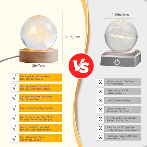 Image of 3D Love-Heart Crystal Ball Night Light, Creative Engraved LED Glass Ball Table Lamp with USB & Wooden Base - Decorative Lamp Home Decor, Desktop, & Gift (Crystal Love hart)