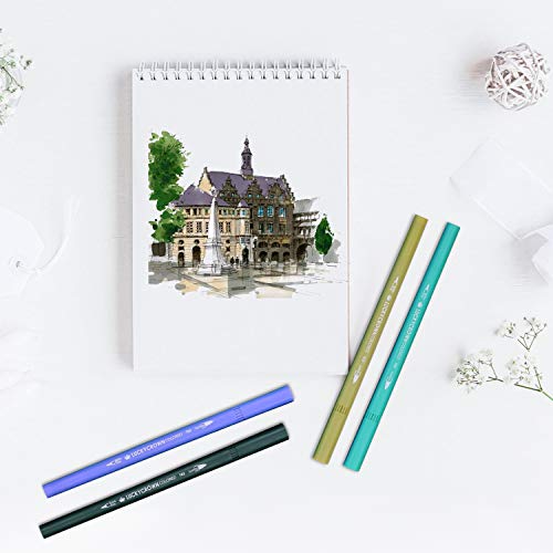 Aibecy 60 cores caneta marcador de pintura 0,4 mm ponta fina e ponta de pincel marca-texto 1-2 mm pa