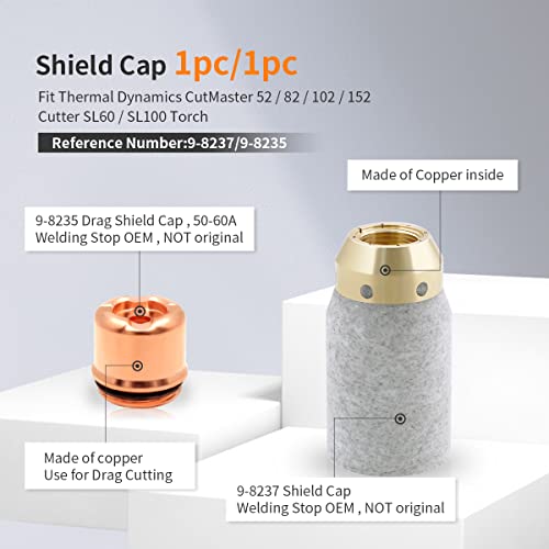 Image of 5-0075 Electrode 9-8215 Tip 9-8237 9-8281 Fit Thermal Dynamics SL60 Torch | fit Thermal Dynamics Cutmaster 52 or 82 Cutter Consumables 40-60A Nozzle 19PK