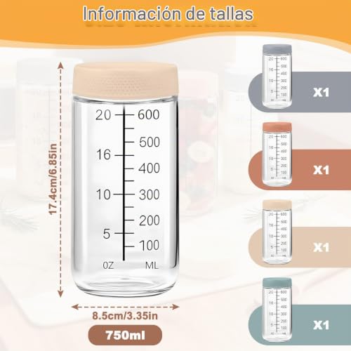 Tarros de avena sin derrames en la mochila: botes de preparación de comidas de cristal de 750 ml 5