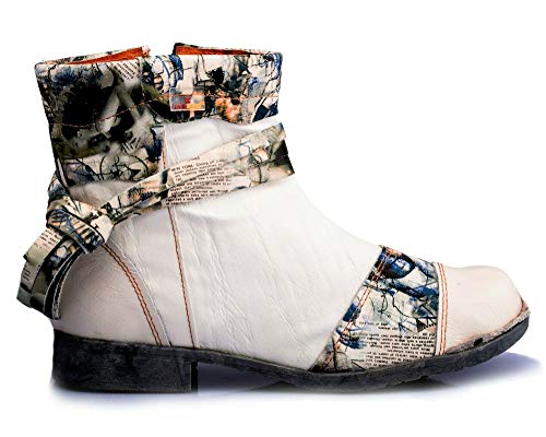 TMA 5001 - Botines de Piel para Mujer, Color Blanco, Todos los tamaños 36-42, Color Rojo, Talla 38 EU Cover