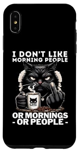 Carcasa para iPhone XS Max Divertida camiseta de gato y café: I Don't Like Morning People
