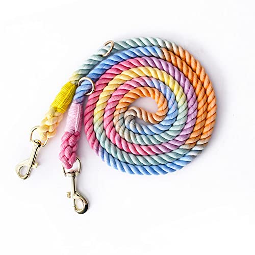 Tesitehi Hands Free Rope Dog Leash 7.5 FT with Adjustable Double Swivel Hook for Small Medium and Large Dogs Running Hiking Camping Walking (Colorful Macaron)