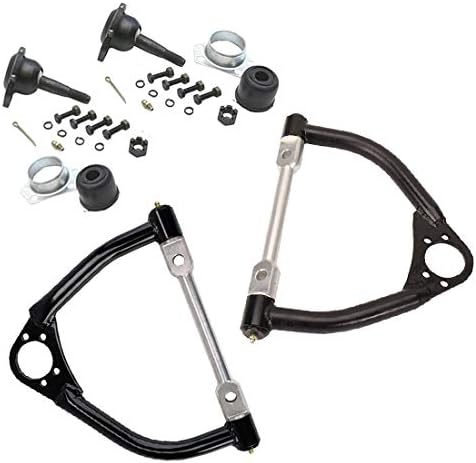 GM Metric Racing Upper Control Arms Kit: 1978-87, 4130 Chromoly, Left 8.5" & Right 8", K5208 Ball Joints, Aluminum Shaft, Steel Bushings, Greaseable Steel Bushings, Black Painted Finish
