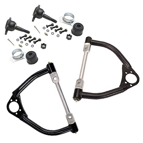 GM Metric Racing Upper Control Arms Kit: 1978-87, 4130 Chromoly, Left 8.5" & Right 8", K5208 Ball Joints, Aluminum Shaft, Steel Bushings, Greaseable Steel Bushings, Black Painted Finish