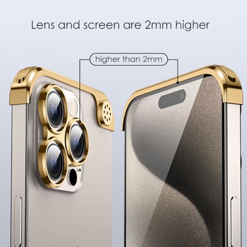 Coque antichoc iPhone 13 Pro Max en métal avec coussinets d'angle or