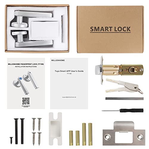 Millionhome Fingerprint Door Lock Door Knob With Keypad Keyless Entry Door Lock With Handle For Home Hotel Office Apartment Bedroom Silver #TOP5