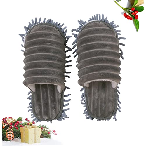 Iwowhero 1 Pair Indoor Slippers Household Vacuum Cleaners Women'sandals Foot Mop Slippers Reusable Slipper Bathroom Mop Slippers Floor Leisure Shoes Small Mop Grey Miss Stripe Frey Mop #TOP7