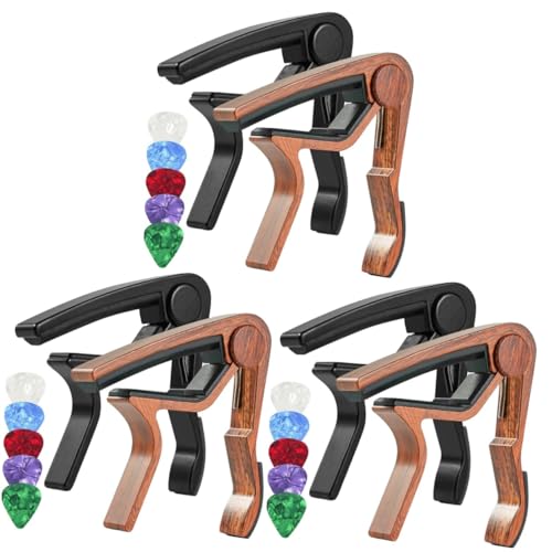 BESPORTBLE 3 Sets Professional Tuning Clip Sandhi Clamps Guitar Picks Tone Modified Clamp for Acoustic Electric Guitar Pitch Accessory Random Color