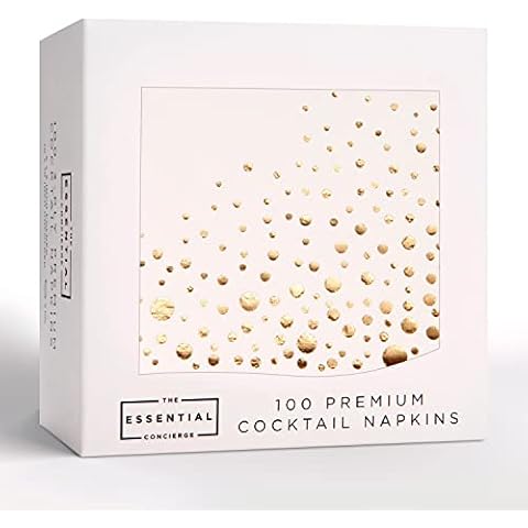 Stilvolle 12,7 x 12,7 cm große Gold Servietten - 100 Packungen weiße und Gold Cocktail Servietten - Verleihen Sie Ihrer Veranstaltung mit Party Servietten Glanz Cover