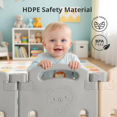 Image of Uanlauo Baby Playpen, 2 Panel Panel Baby Play Yard, Foldable Playpen Extension, Lightweight, Packable and Easy Setup Babies Playard, Safety and Durable Playpens Panel