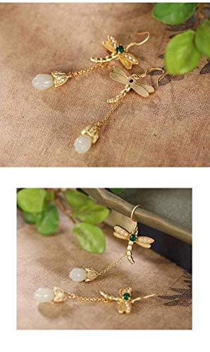 Pendientes de mujer de plata y nefrita un regalo original de estilo chino 4