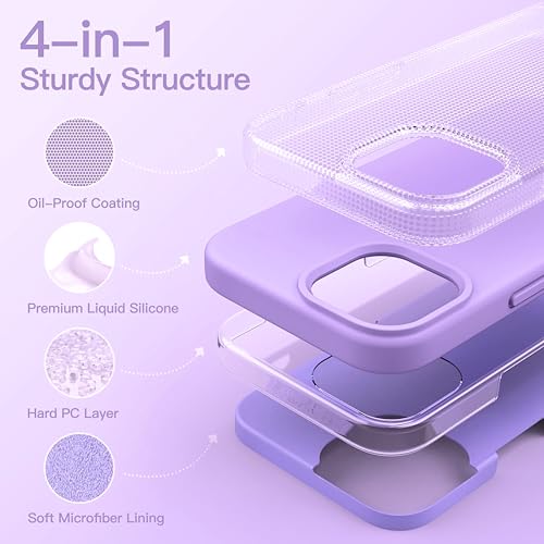 Image of SBMS Liquid Silicone Case for iPhone 15 Pro 6.1-Inch, Logo Cut Silky-Soft Touch Full-Body Protective Phone Case, Shockproof Back Cover for iPhone 15 Pro (Lite Purple)