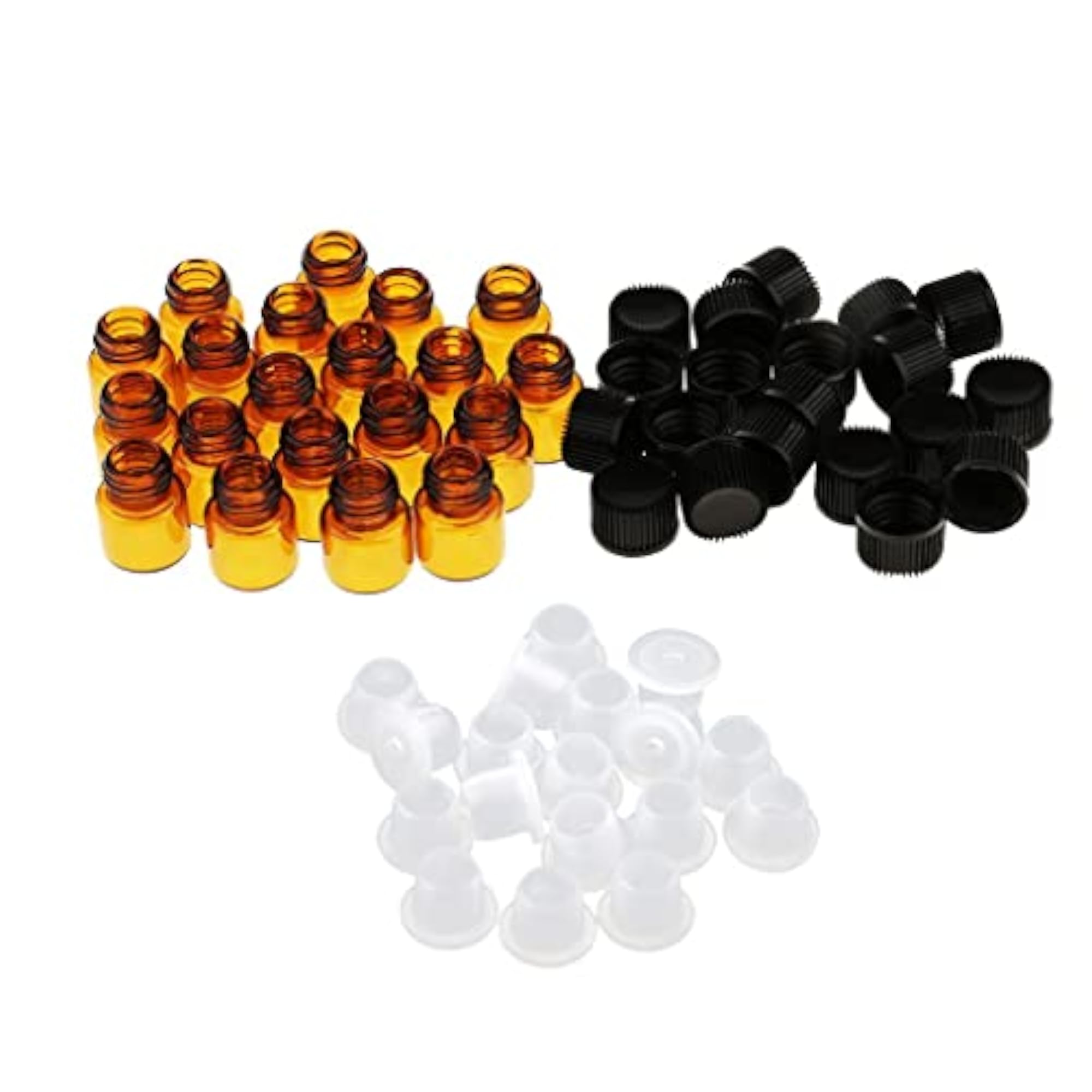 20pcs Empty Clear Glass Dram Bottles with Caps