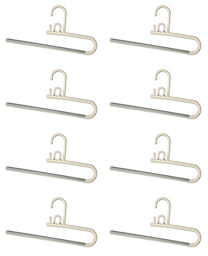 シンコハンガー スラックスストップバー連結ハンガー アイボリー リレーストップバー 「ベストライン」 8本組 日本製