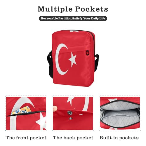 Turkey Flag Turkish Red small messenger bag for women crossbody bag men Cross Body Purse Adjustable Strap for work Travel2