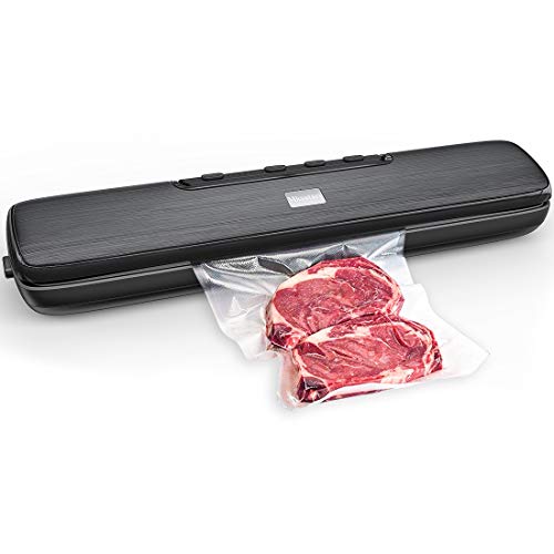 Mksutary Food Saver Vacuum Sealer Machine, Food Vacuum Sealer Foodsaver Includes 15 Vacuum Sealer Bags for Food Storage, Sandwich Sealer Foodsaver Vacuum Sealer, Led Indicator Lights Vacuum Seal (Black)