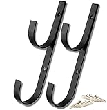 WWD POOL Swimming Pool Aluminum Pole Hanger Set, Blue, 1-Pack (2 Hooks), for Telescoping Poles, Leaf Rakes, Skimmers, Nets, Brushes, Vacuum Hoses (1 Pair [ Black ])