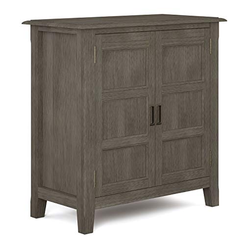 Simplihome Burlington Solid Wood 30 Inch Wide Transitional Low Storage Cabinet In Farmhouse Grey For The Living Room, Entryway And Family Room #TOP30