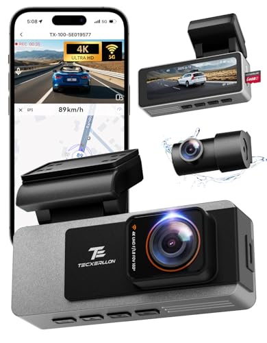 TECXLERON Dash Cam Front and Rear, 4K Dual Dash Cam, ...