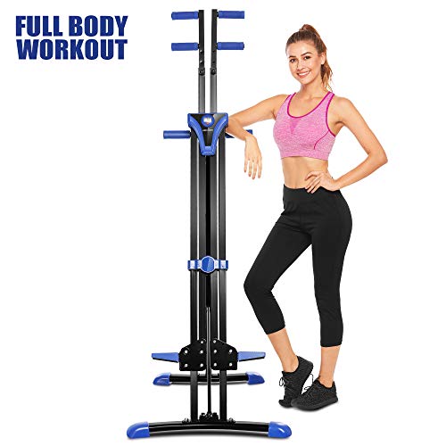 Aceshin Foldable Vertical Climbing Machine Stair Climber Stepper Home Body Workout Exercise Fitness (Blue)