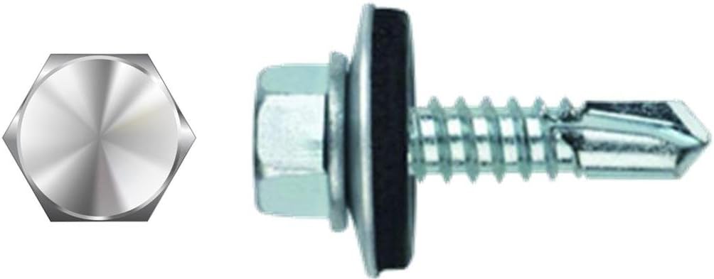 (2500) #12 X 1-1/4 Unslotted Hex Washer Head Self-Drill Screw Steel-Backed Neoprene Washer Zinc Plated DP 3 Bulk Box